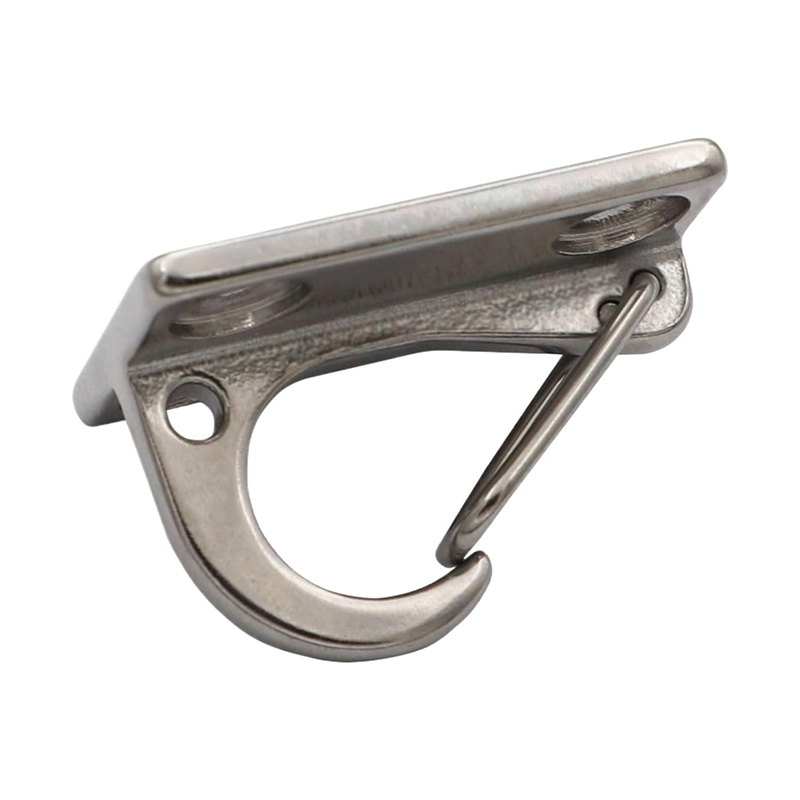 Simple stainless steel spring hooks for wall mounting, rustproof, for coastal homes and decks.