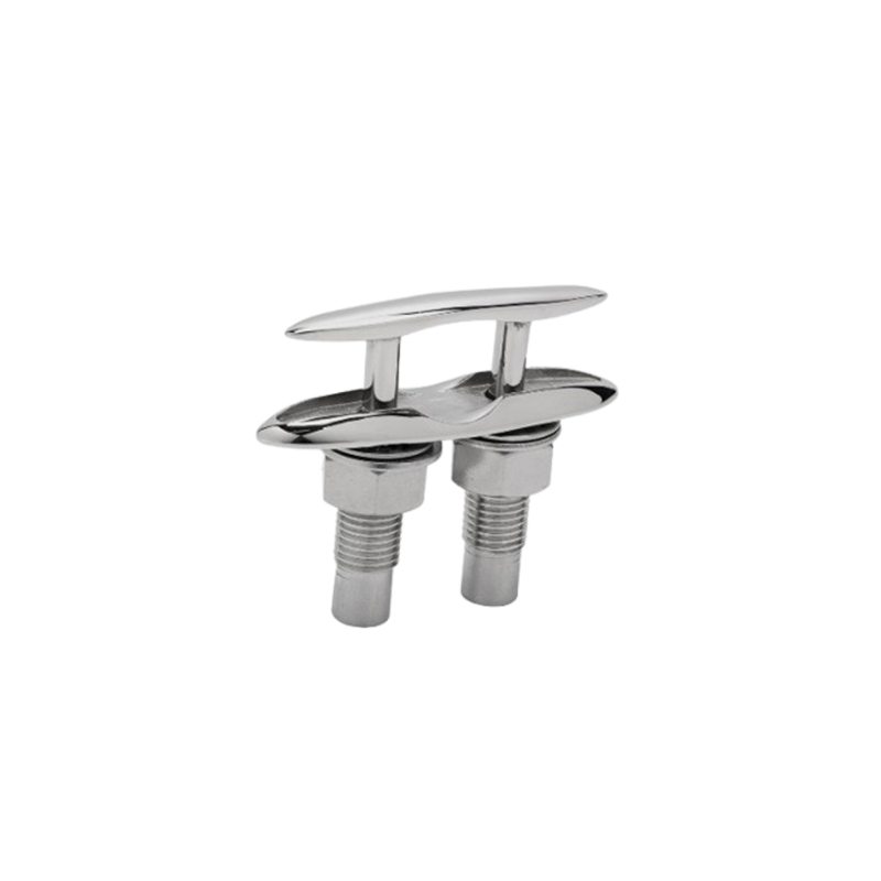 Durable, concealed stainless steel boat cleats, 5-inch and 6-inch sizes, for marine applications.
