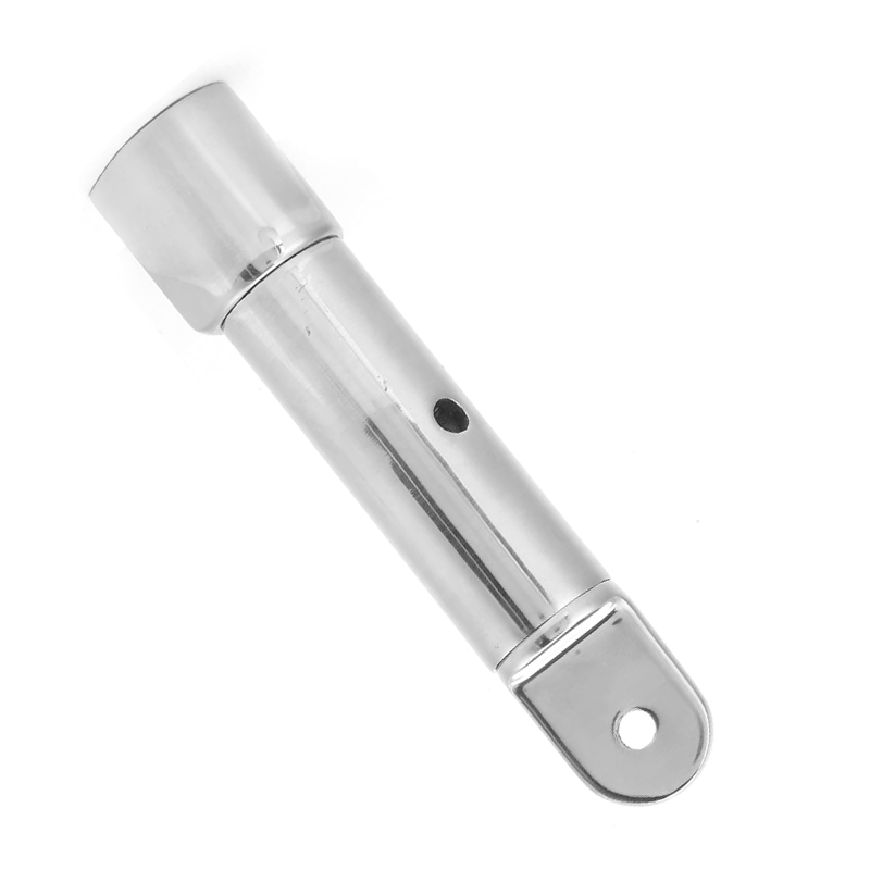Adjustable stainless steel top cover for marine hardware.