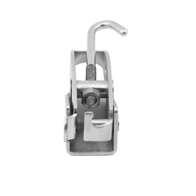 The vertical toggle clamp with galvanized steel locking mechanism is made of carbon steel with a stamped galvanized finish and is packaged in a box.