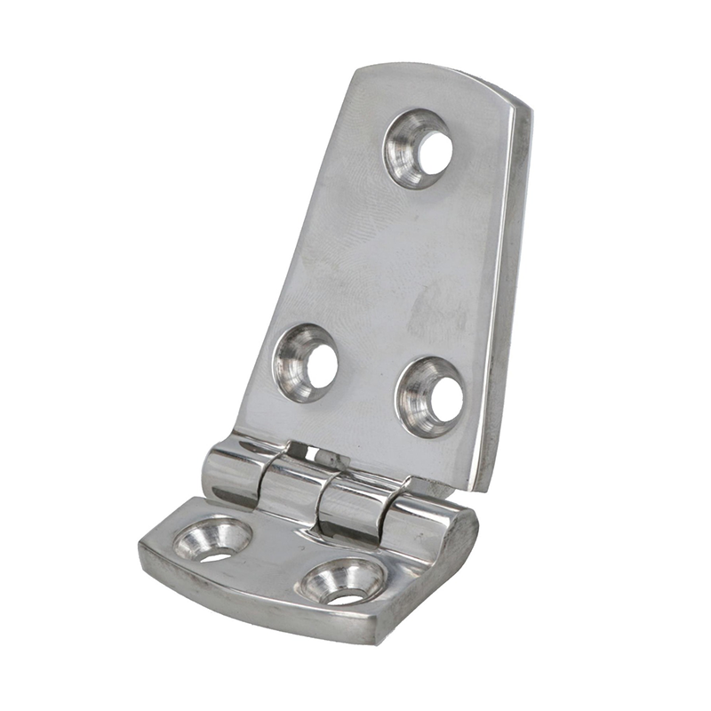 Trapezoidal shower door hinges, five-hole hinges, high-polished 316 stainless steel yacht hinges.