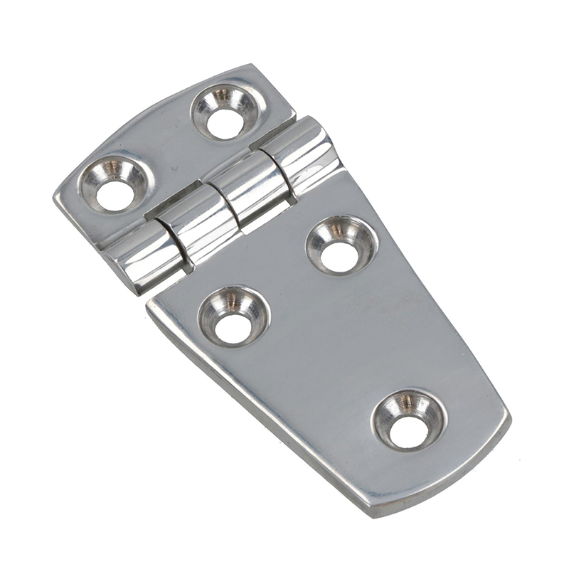 Trapezoidal shower door hinges, five-hole hinges, high-polished 316 stainless steel yacht hinges.