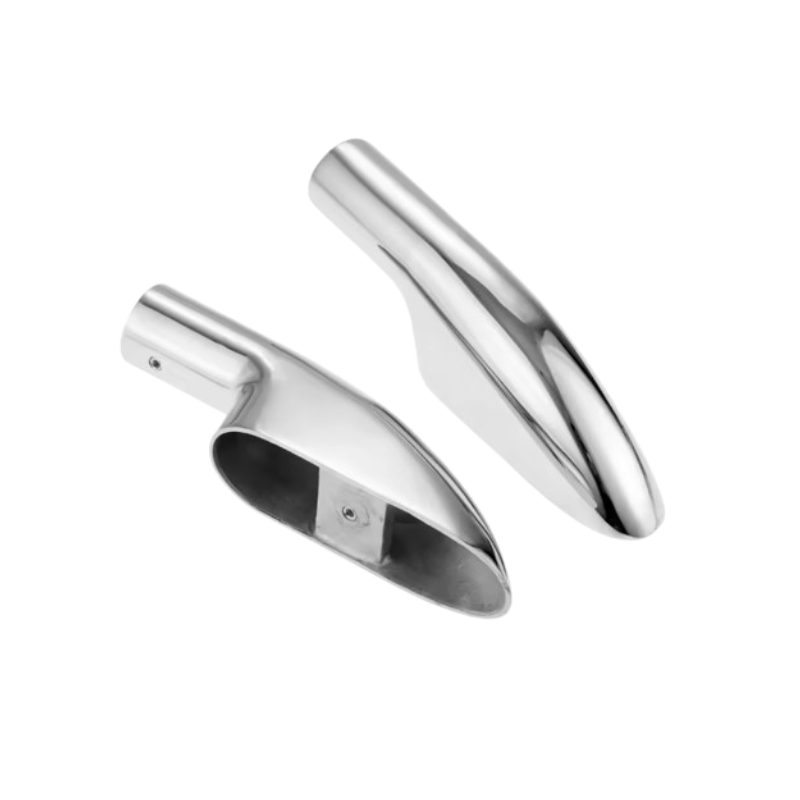 Stainless steel end caps for marine railings.