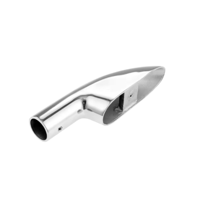 Stainless steel end caps for marine railings.