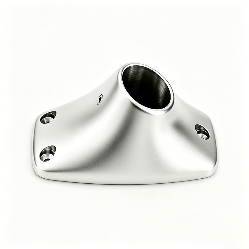 60-degree polished 316 stainless steel flagpole bracket, marine accessory for yacht flagpole base.