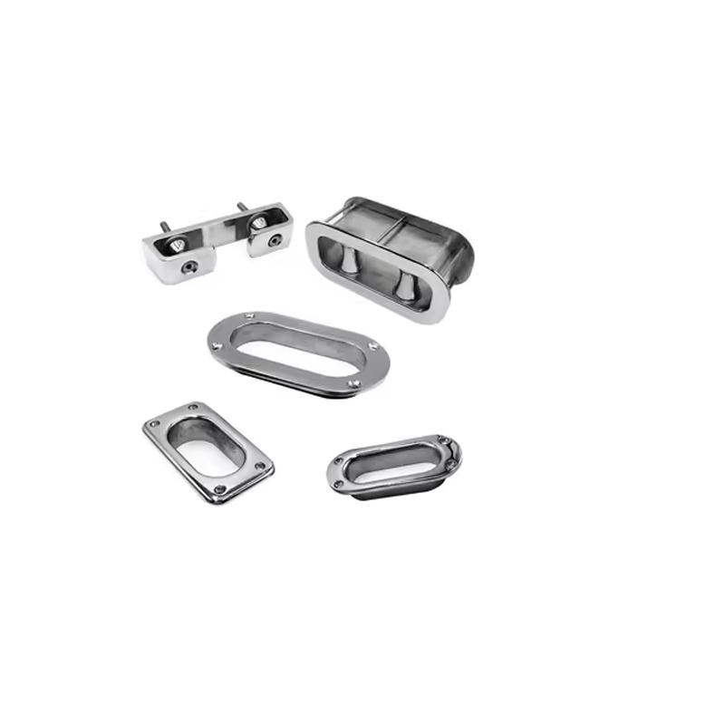 Double-wheel cable guide roller, stainless steel 316, for marine applications.