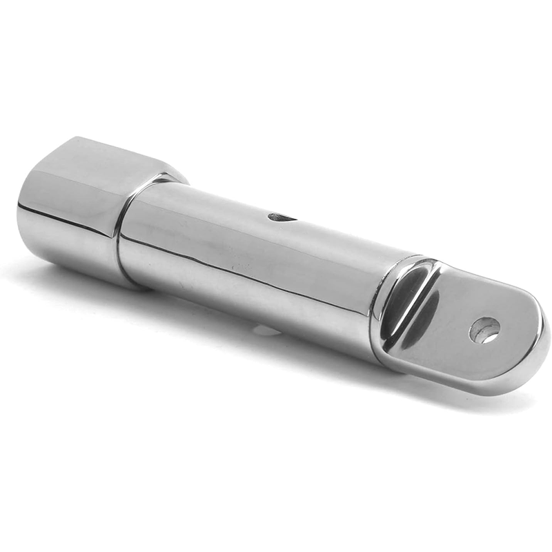 Adjustable stainless steel top cover for marine hardware.