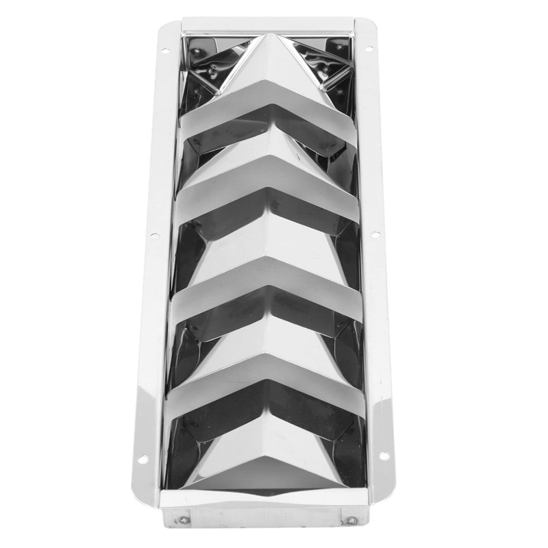 Five-louvered stainless steel ventilation grille for yachts, kayaks, and RVs.