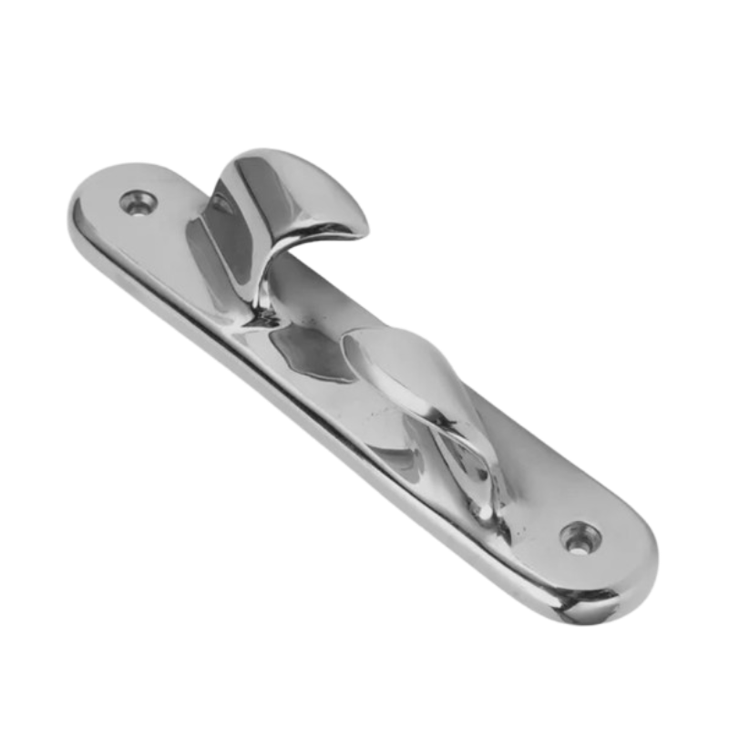Curved steel boat, tilted boat hull, stainless steel hull.
