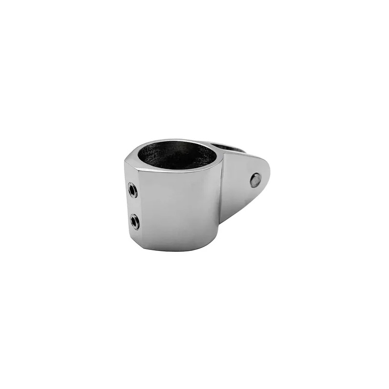 Stainless steel 316 marine-grade yacht canopy mounting slides with 2 mounting screws, for 22mm pipes. Yacht and boat mounting hardware.