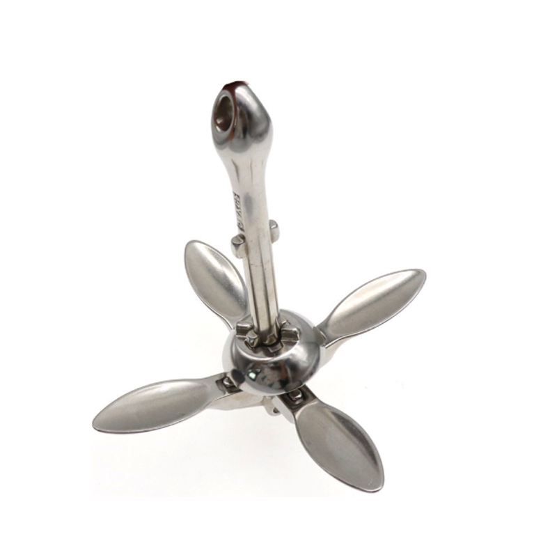 Stainless steel anchor for boats, foldable anchor device, lifetime warranty.