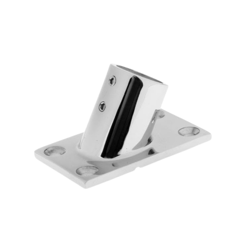 Boat handrail bracket, 1-inch pipe, rectangular base - Stainless Steel 316, 60-degree and 45-degree angles. Factory price. Made in China.