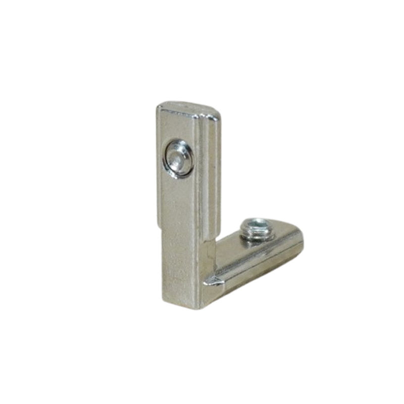 Concealed T-shaped aluminum angle connector.