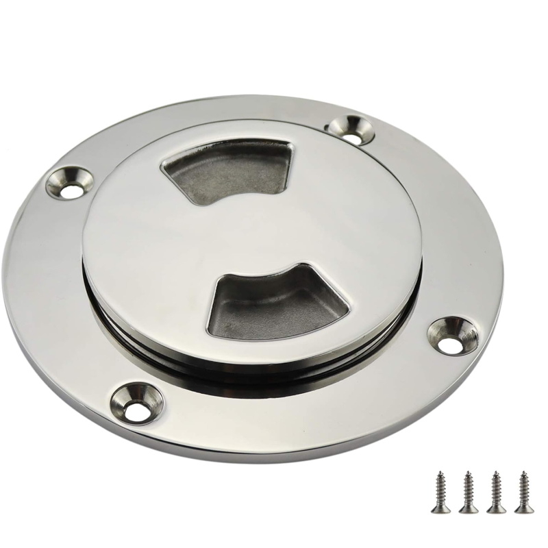 6-inch grooved stainless steel plate for boats, 316 mirror coated with circular hole cover.