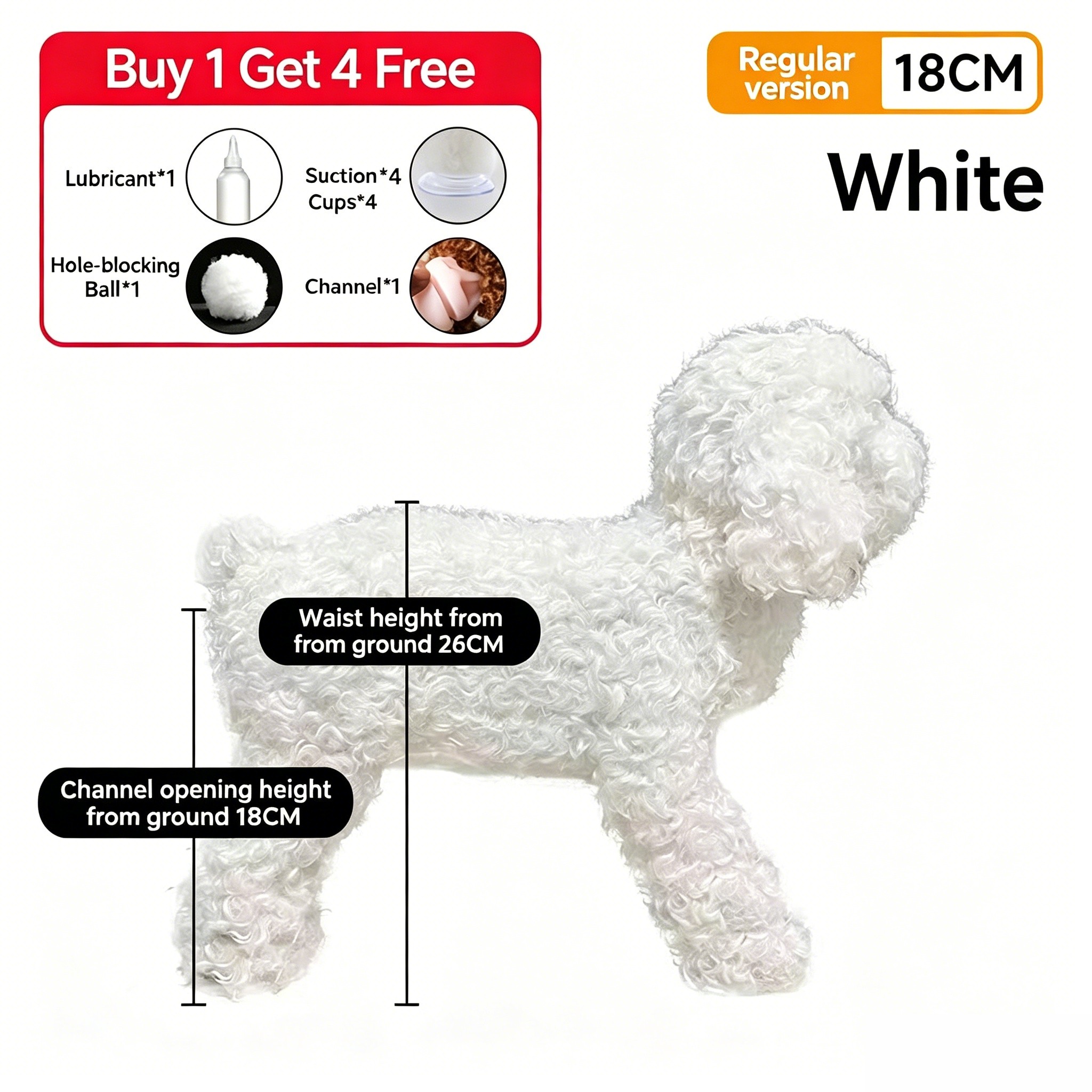 White Realistic Female Dog Companion Toy for Male Dogs | Silicone Training & Behavior Support Aid | 13CM / 18CM / 25CM Available