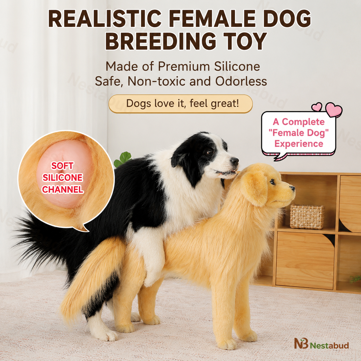 Realistic Female Dog Companion Toy for Male Dogs – Nestabud