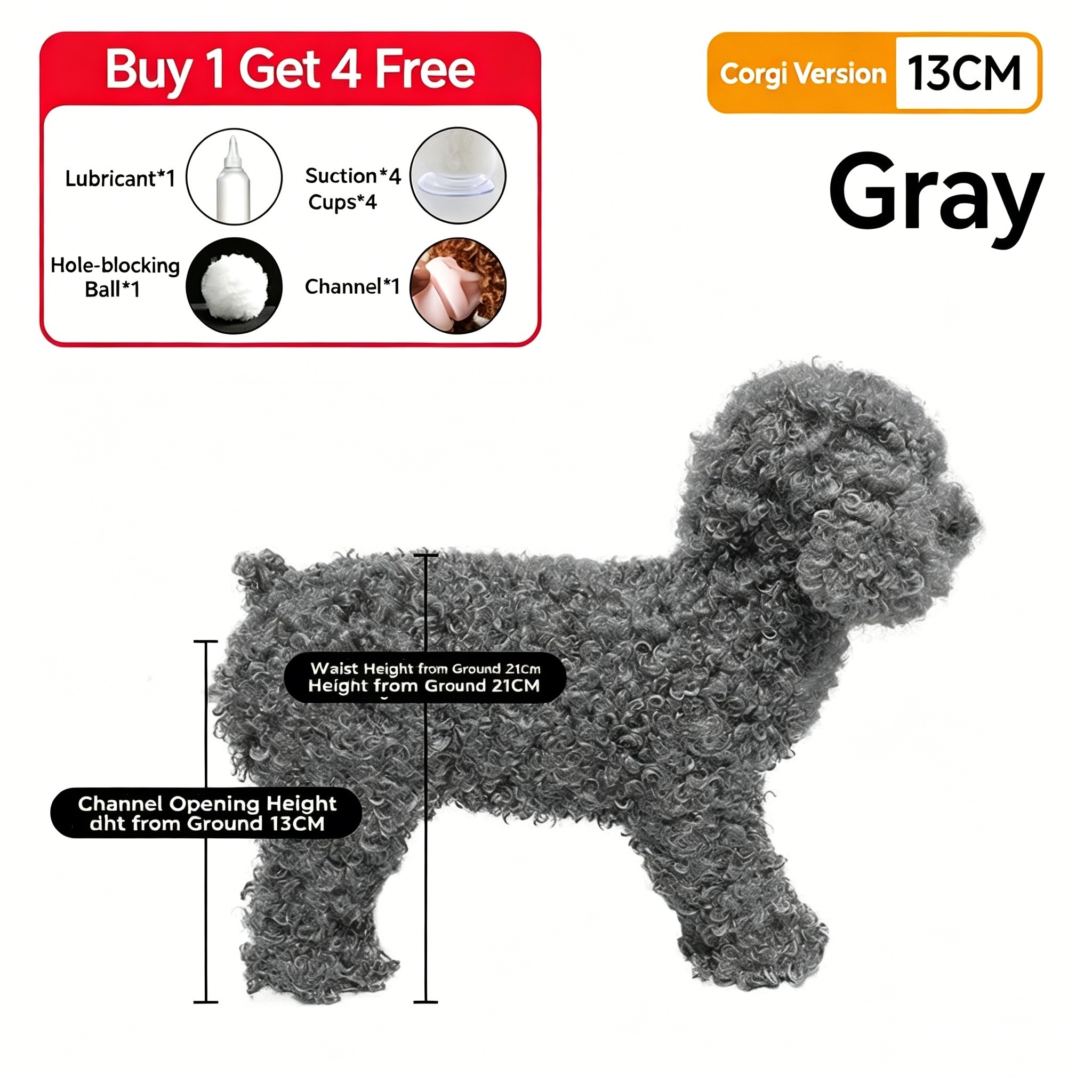 Gray Realistic Female Dog Breeding Toy for Male Dogs | Silicone Companion Training Aid | 18CM & 13CM Available