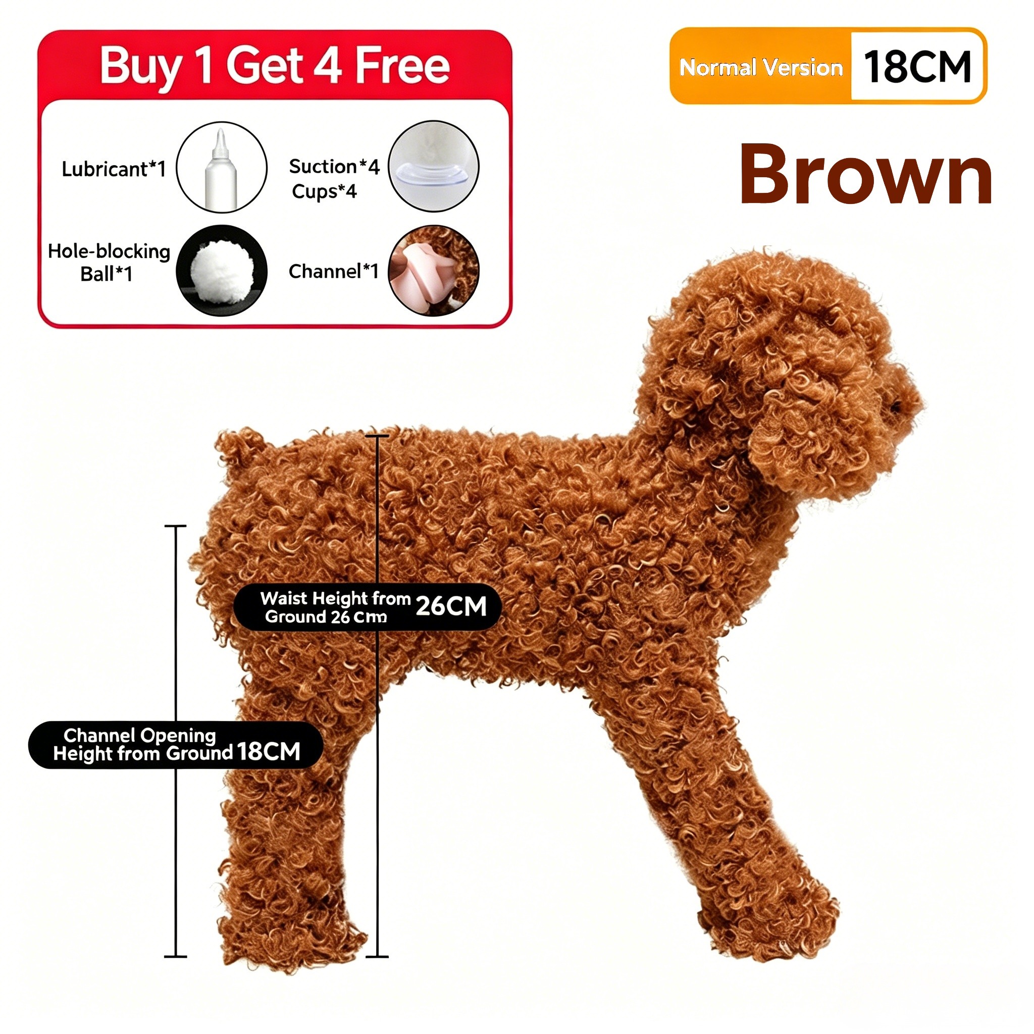 Brown Realistic Female Dog Companion Toy for Male Dogs | Silicone Training & Behavior Support Aid | 13CM / 18CM / 25CM Available