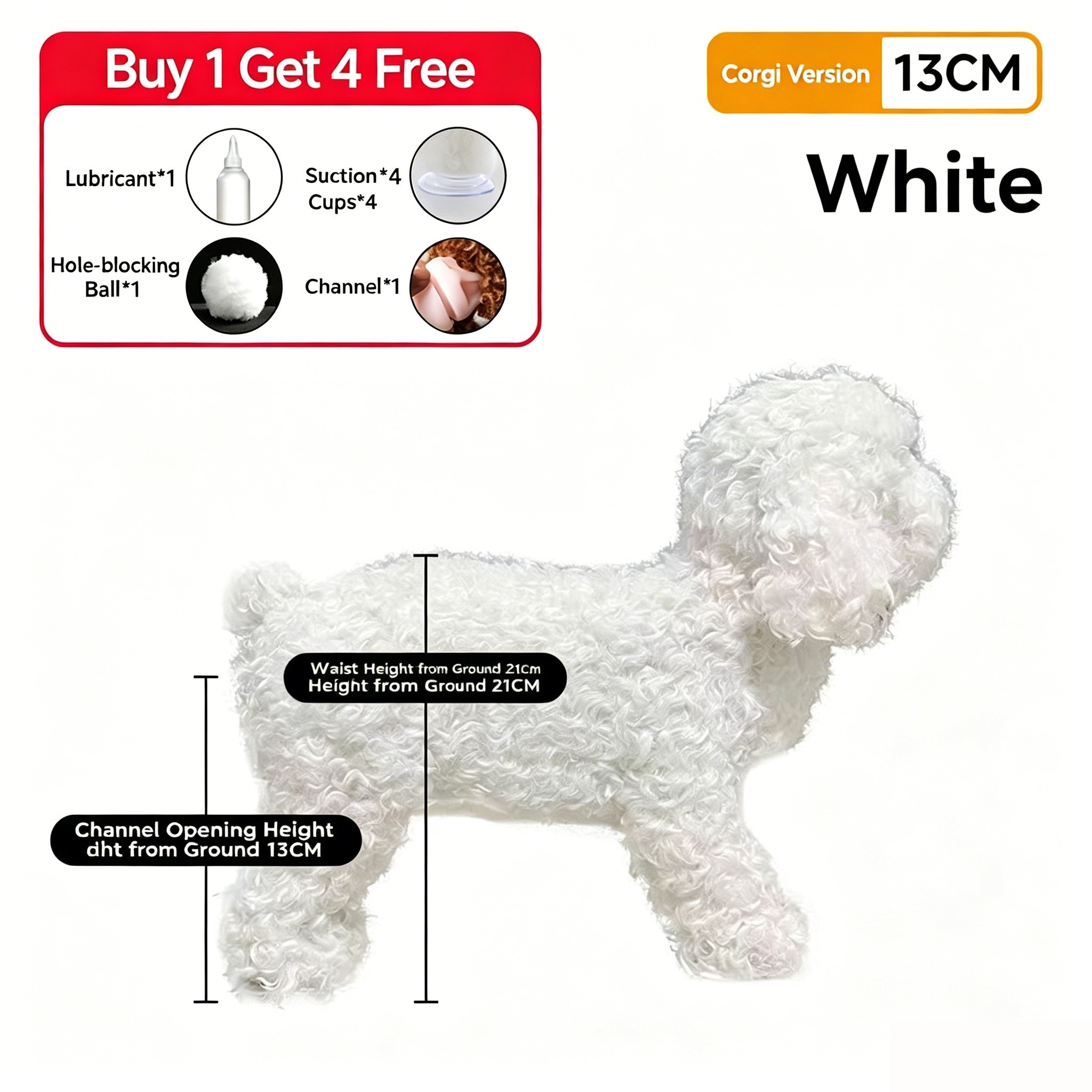 White Realistic Female Dog Companion Toy for Male Dogs | Silicone Training & Behavior Support Aid | 13CM / 18CM / 25CM Available