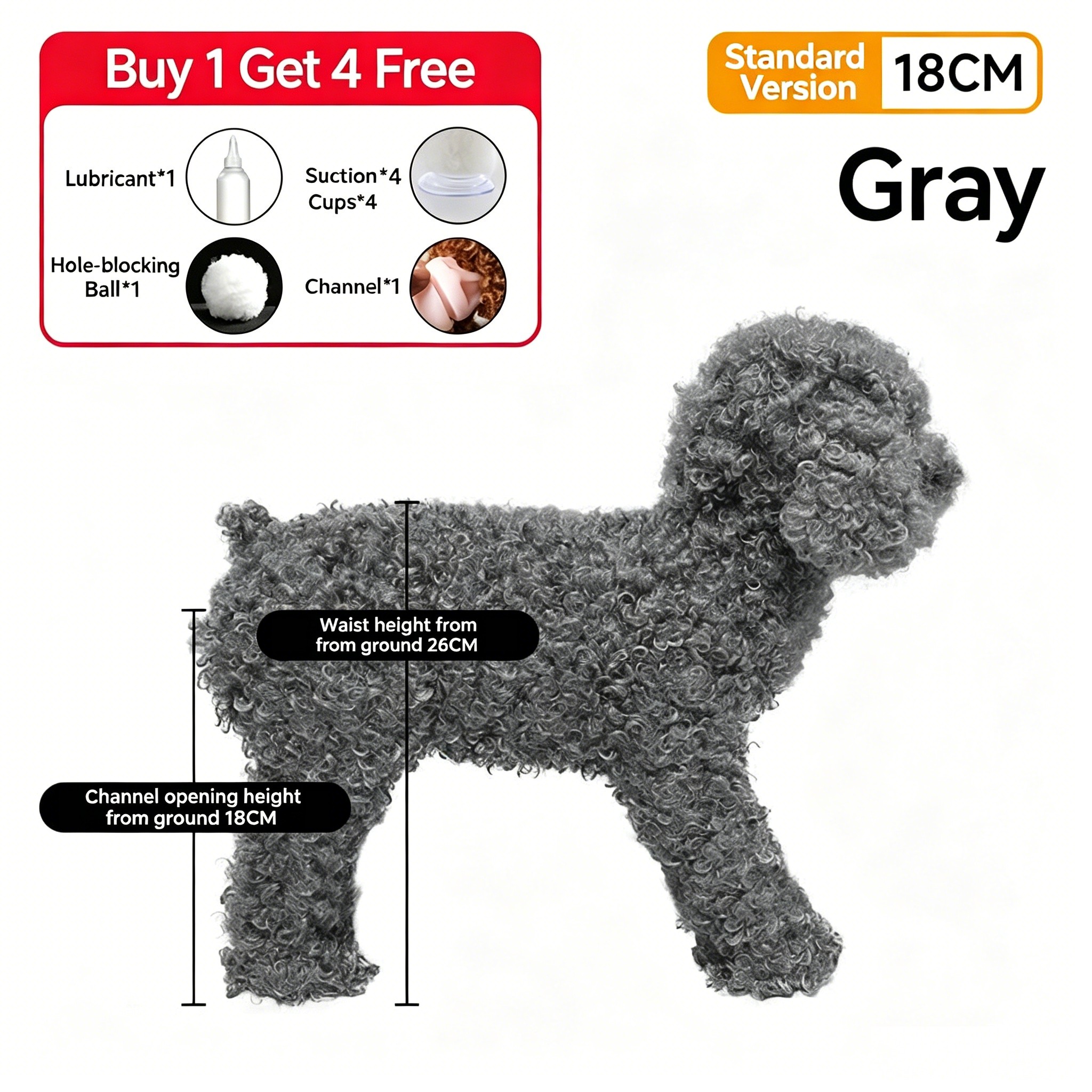 Gray Realistic Female Dog Breeding Toy for Male Dogs | Silicone Companion Training Aid | 18CM & 13CM Available
