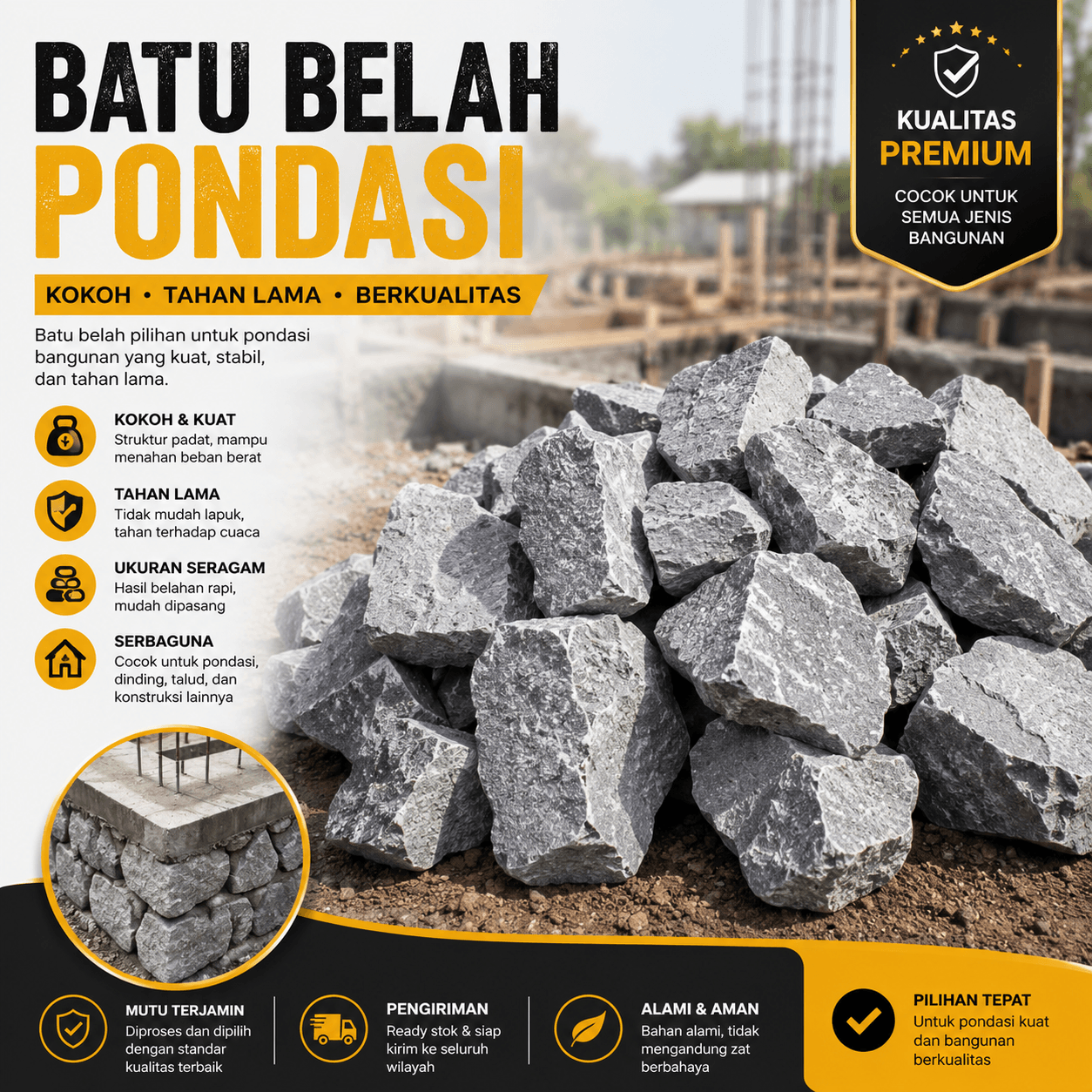 Batu Belah Pondasi