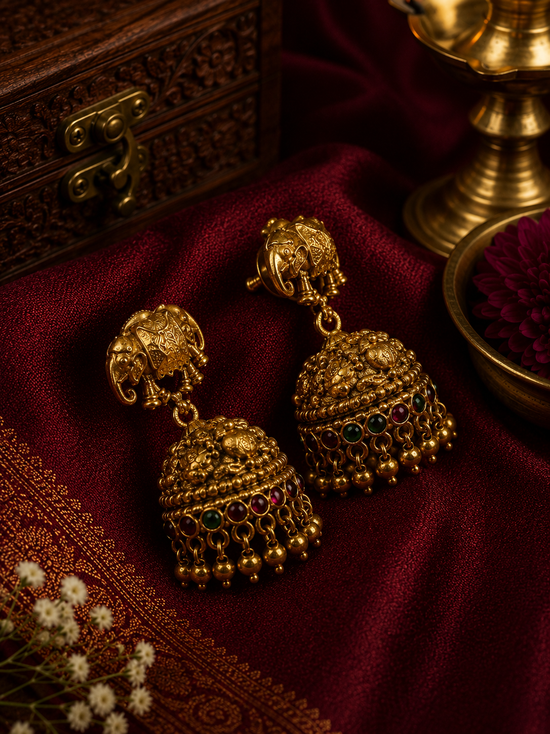Antique Elephant Jhumka Earrings