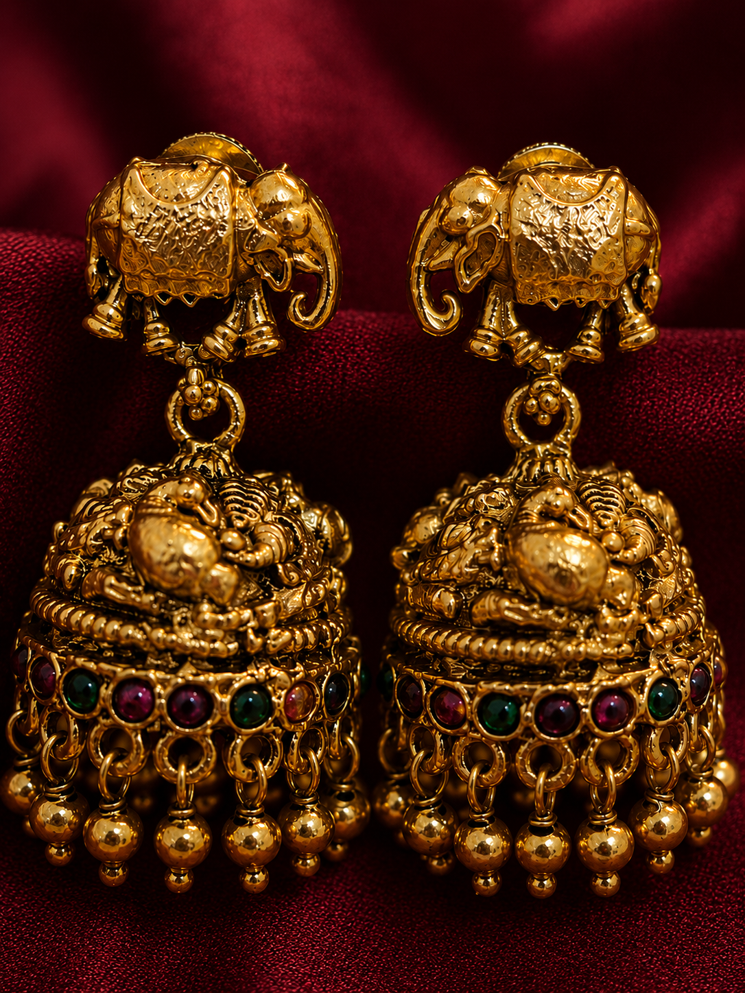 Antique Elephant Jhumka Earrings