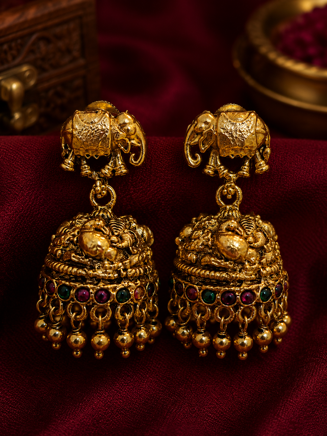 Antique Elephant Jhumka Earrings