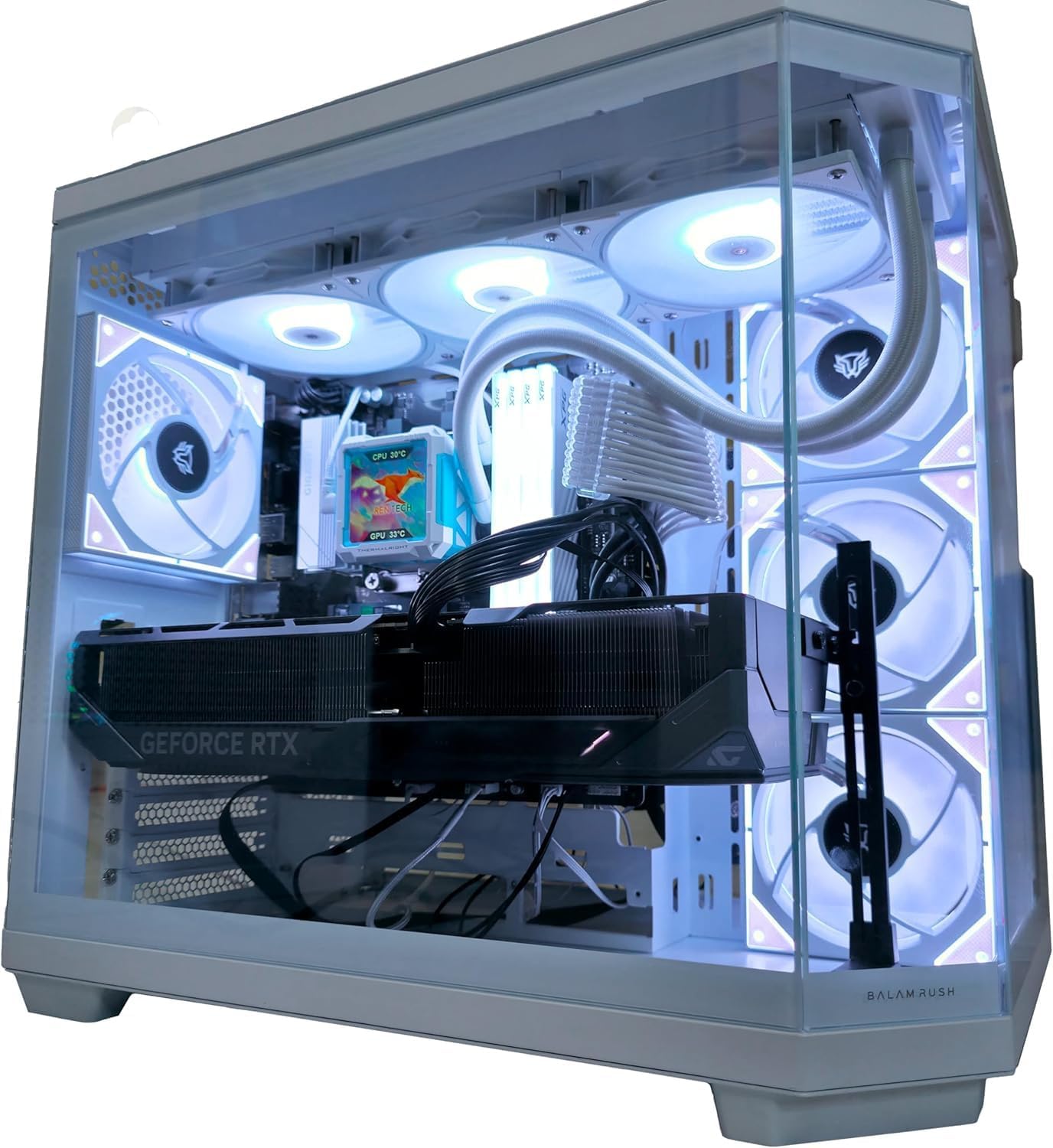 Ren-Tech Pc Gamer RTX 5060 Ti 8 GB Blanca Ryzen 7 5700 Enfriamiento Líquido 64gb RAM 1 TB NVME SSD