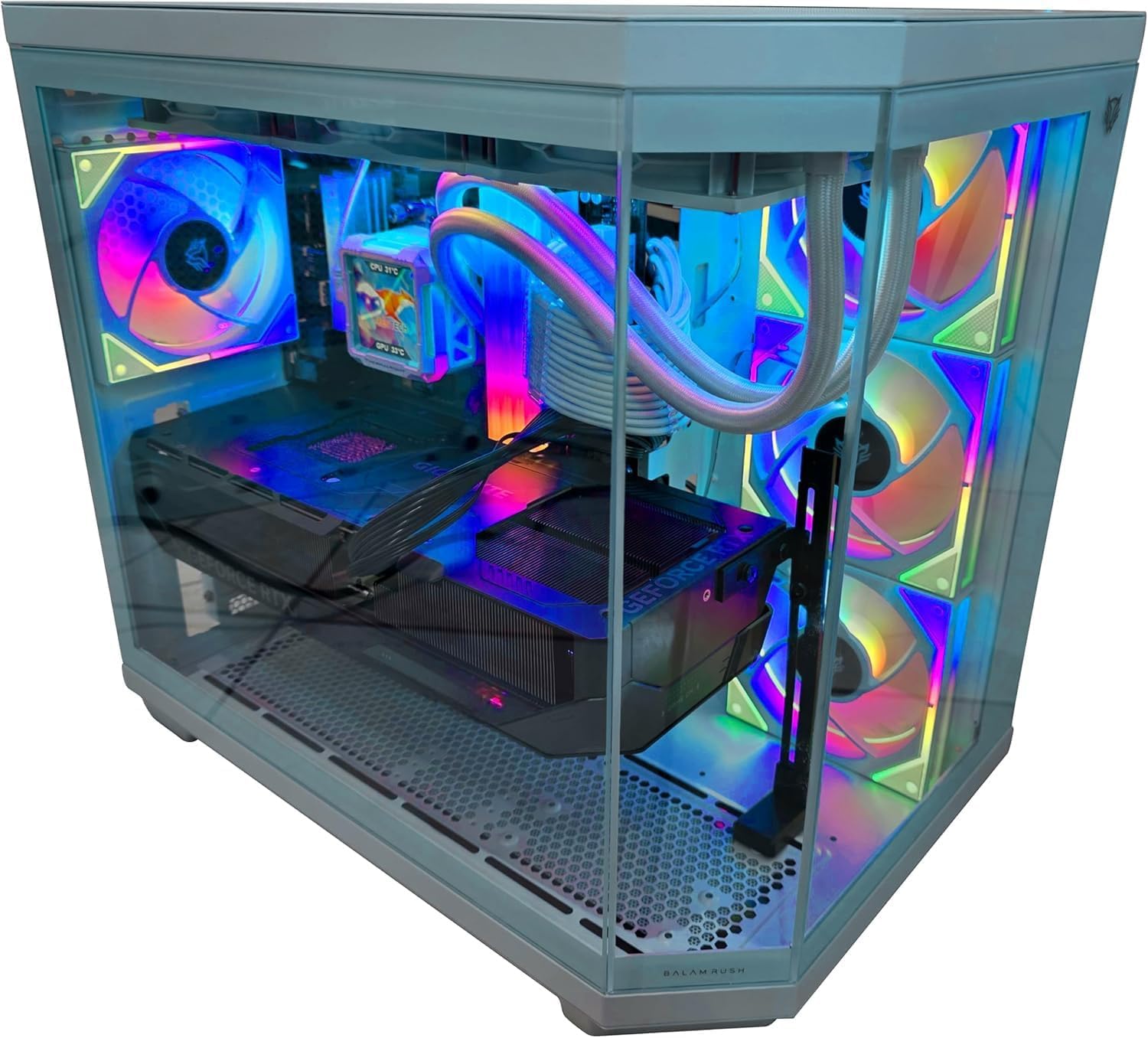 Ren-Tech Pc Gamer RTX 5060 Ti 8 GB Blanca Ryzen 7 5700 Enfriamiento Líquido 64gb RAM 1 TB NVME SSD