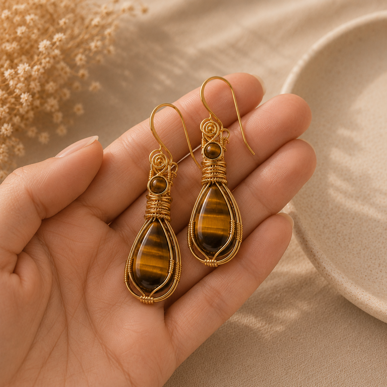 Aretes ojo de tigre 