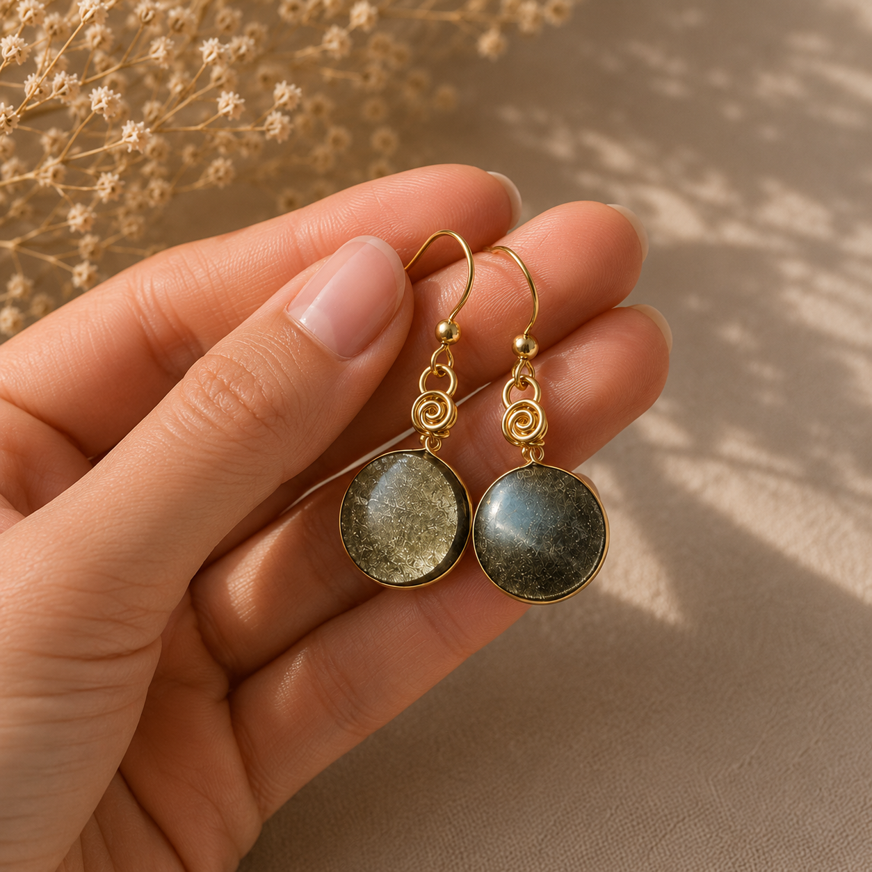 Aretes Obsidiana dorada