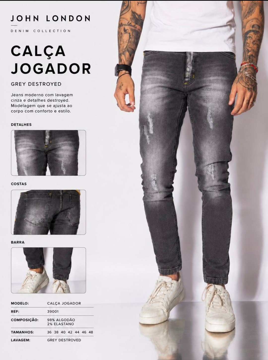 Calça Jogador Grey Destroyed