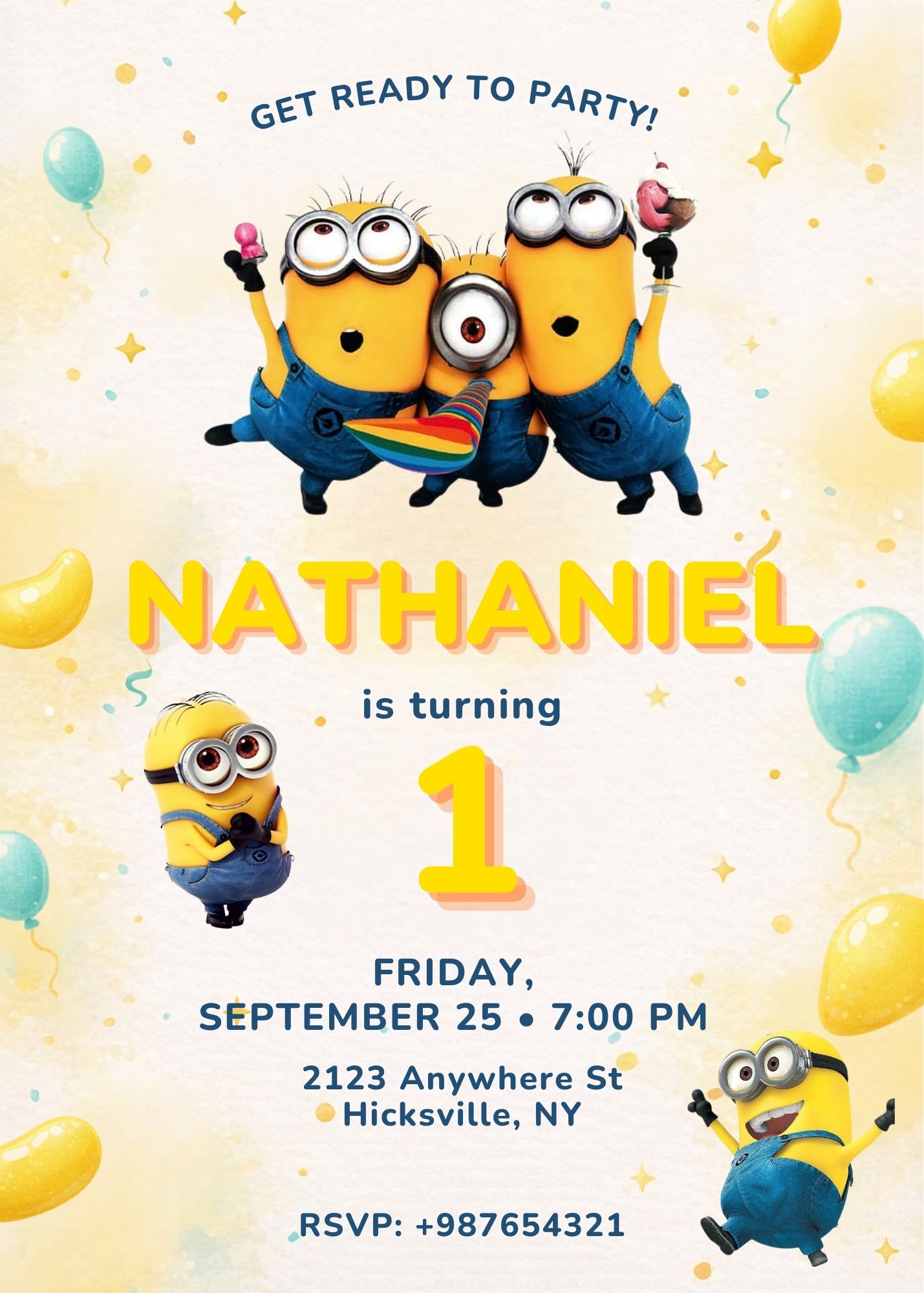 Free Minions Birthday Invitation Canva Template