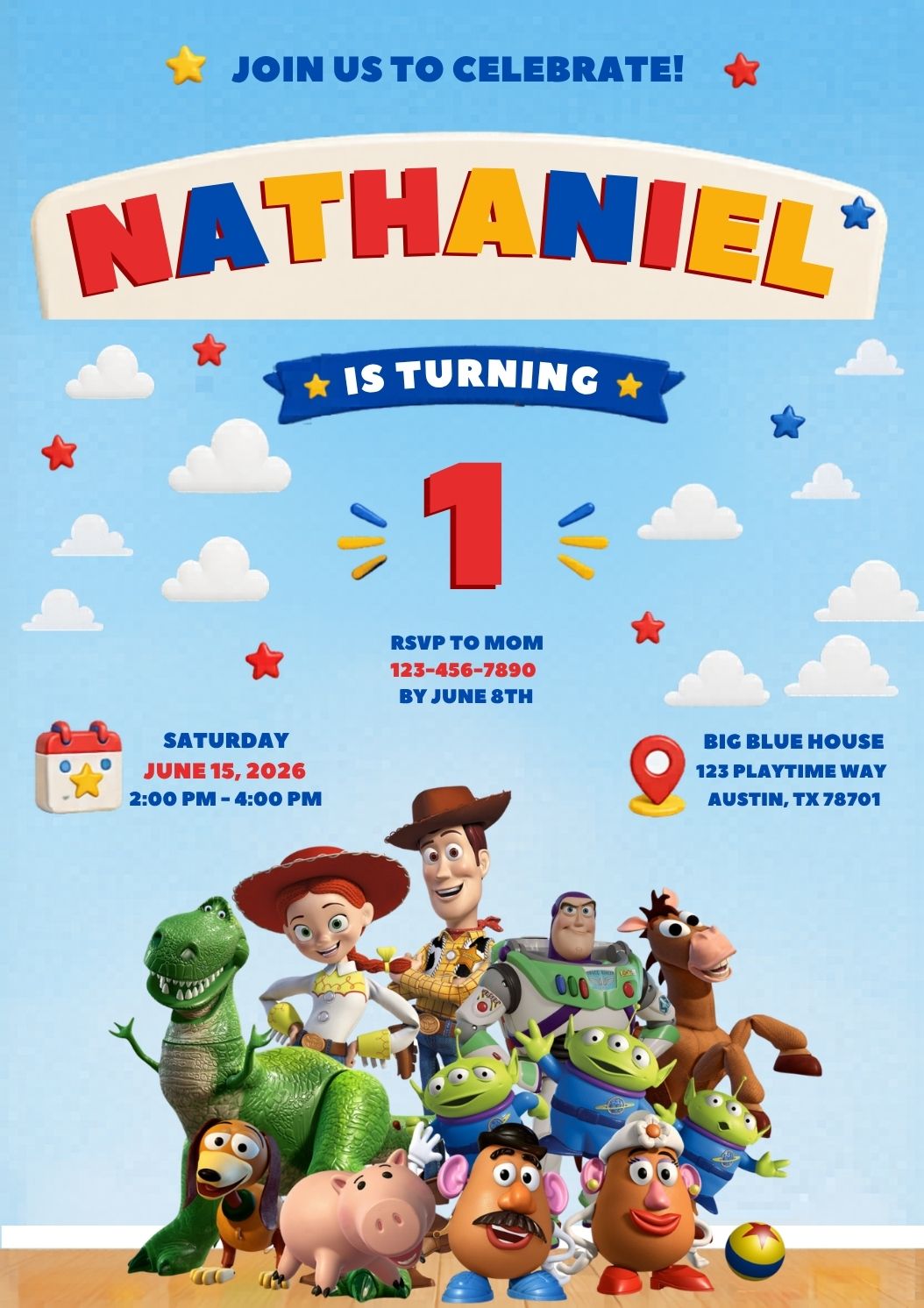 Free Toy Story Birthday Invitation Canva Template