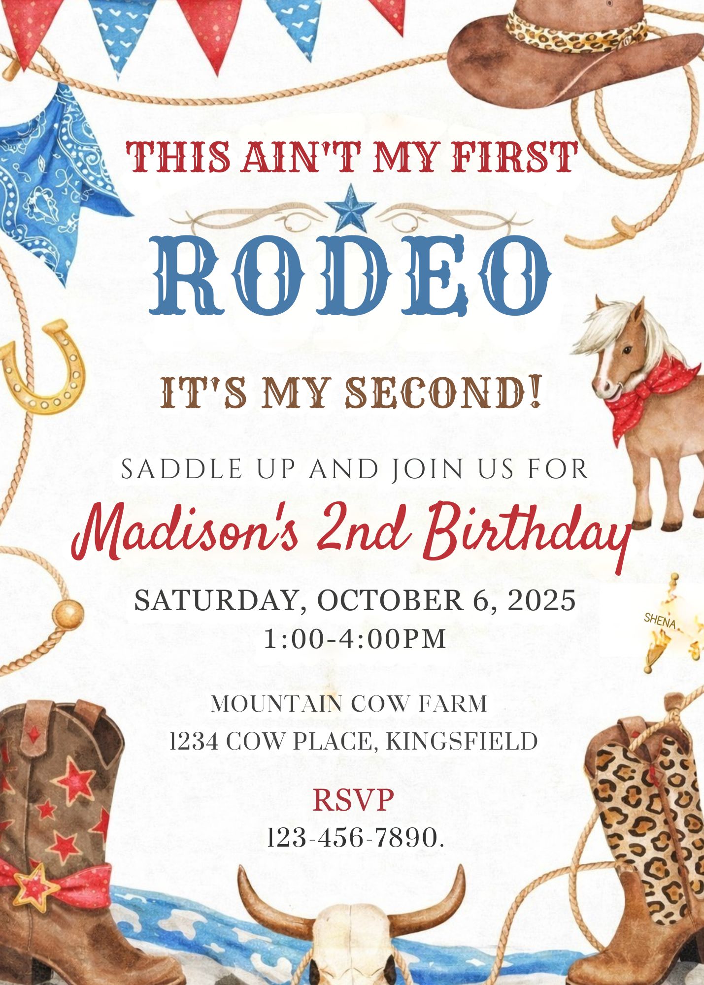 Free Rodeo Birthday Invitation Canva Template