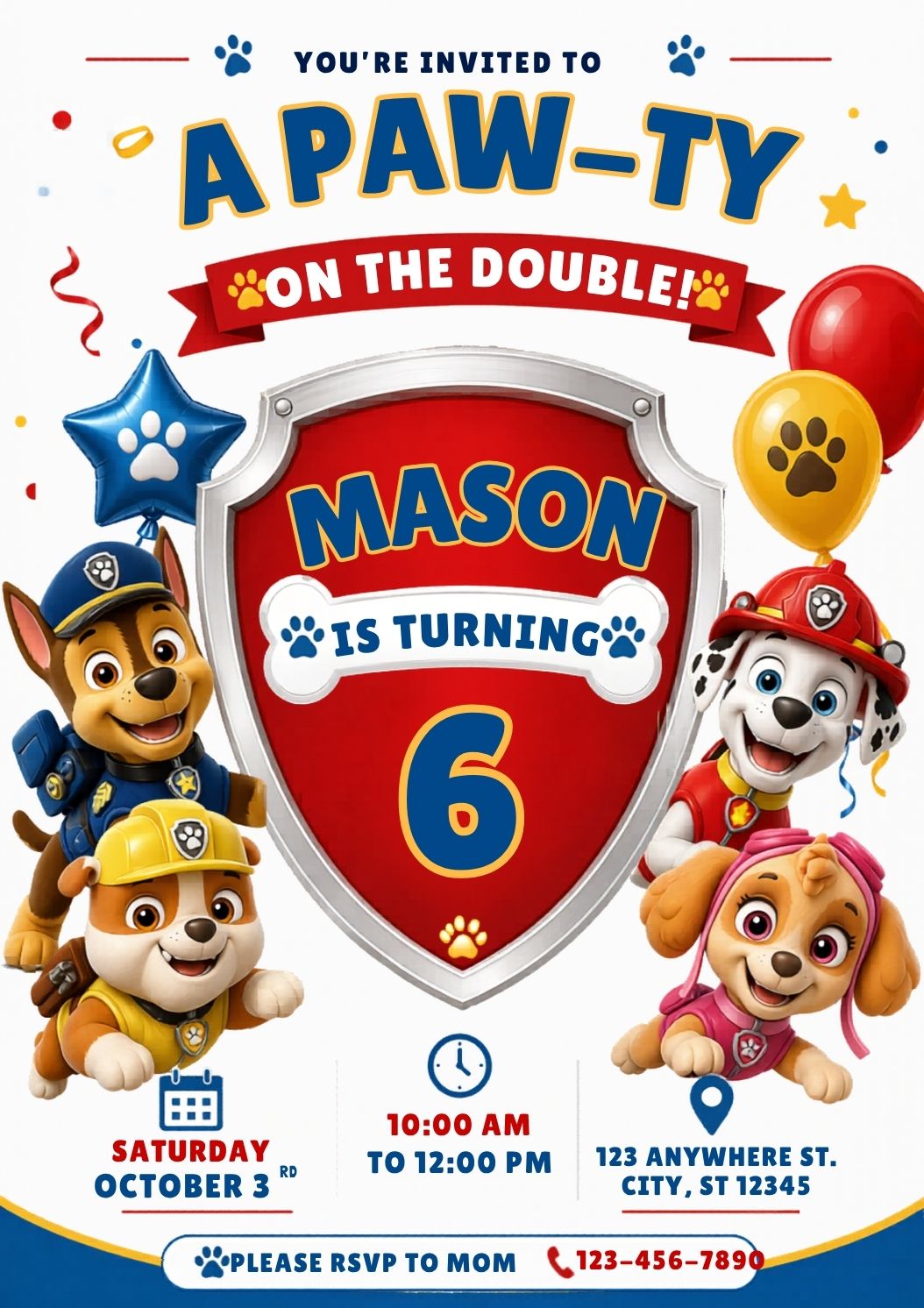 Free Paw Patrol Birthday Invitation Canva Template