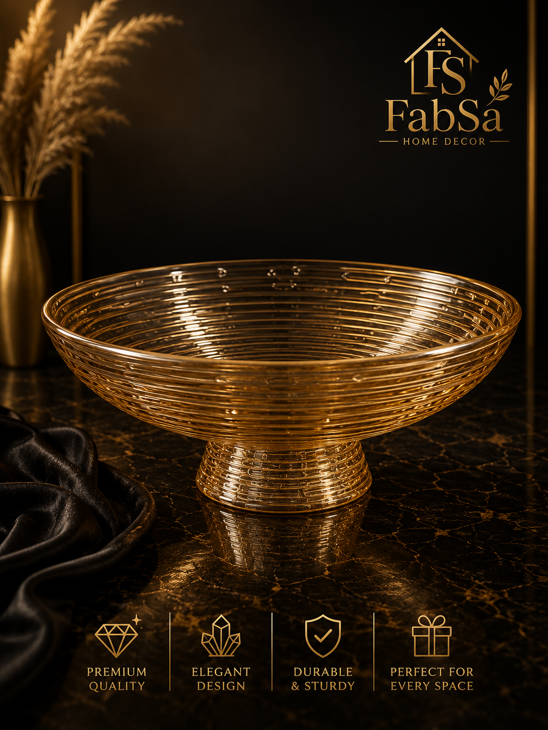 Golden Glass Decorative Bowl