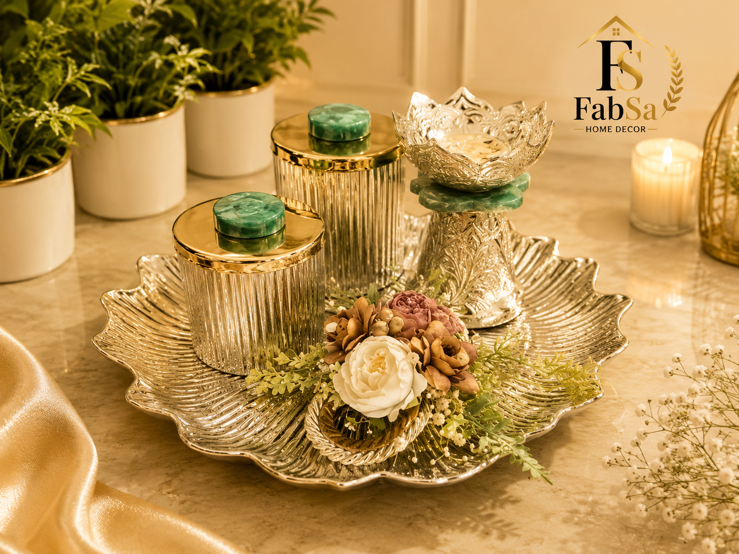 Elegant Silver Plated Gift Tray Set