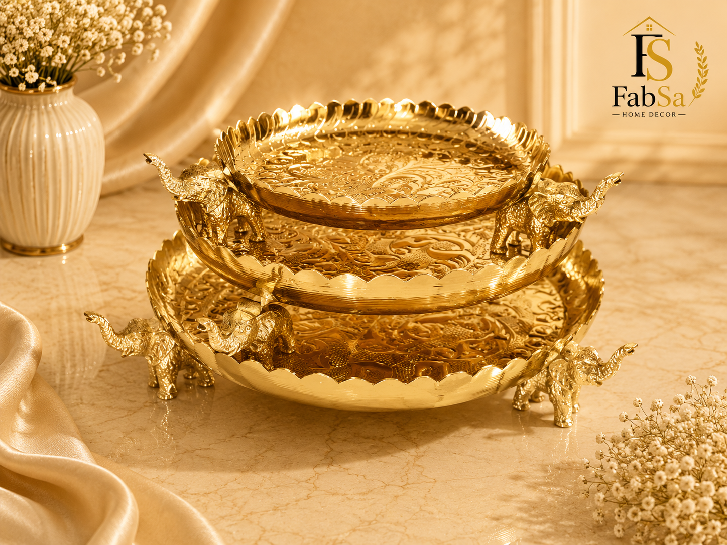 Gold-Plated Elephant Decor Trays