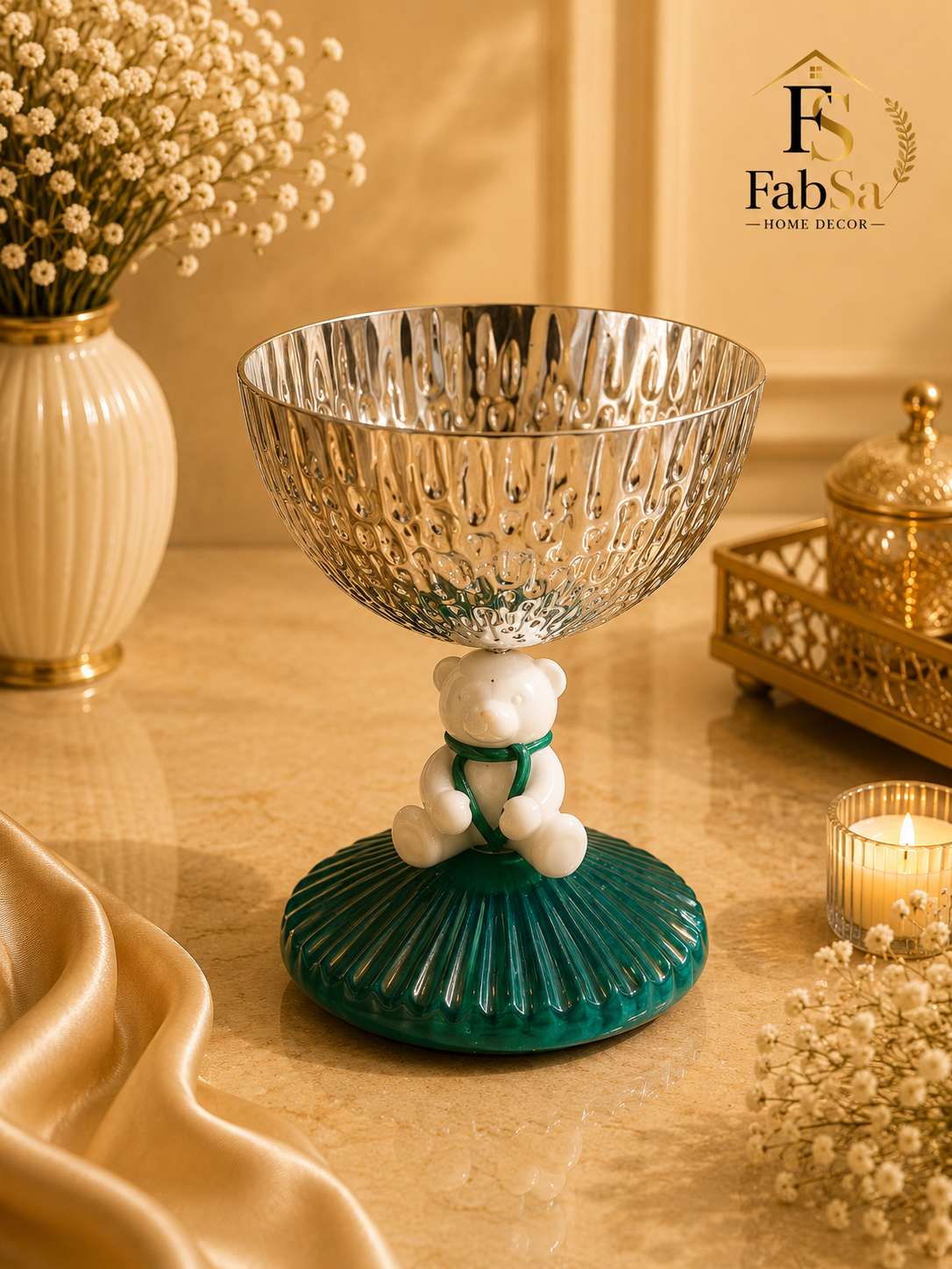 Teddy Bear Decorative Metal Bowl