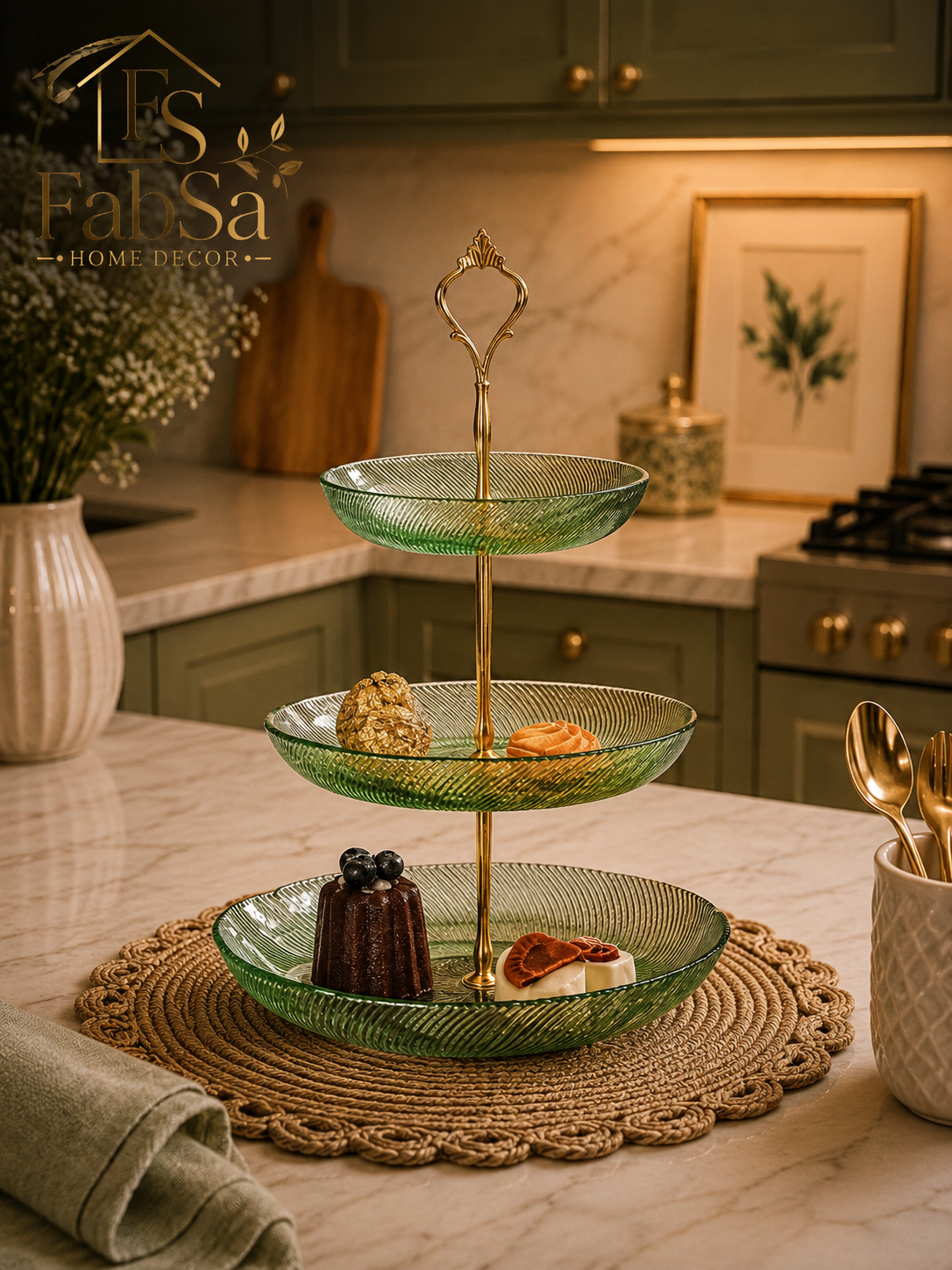 Three-Tier Glass Dessert Stand