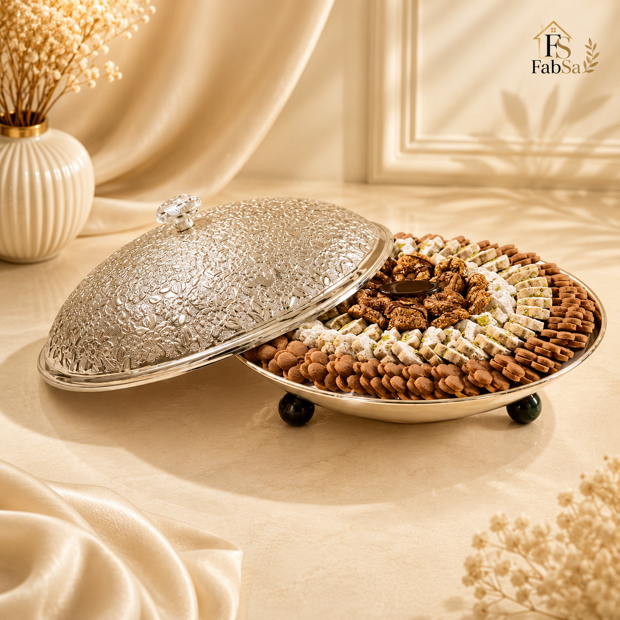 Luxury Silver-Plated Dry Fruit Platter