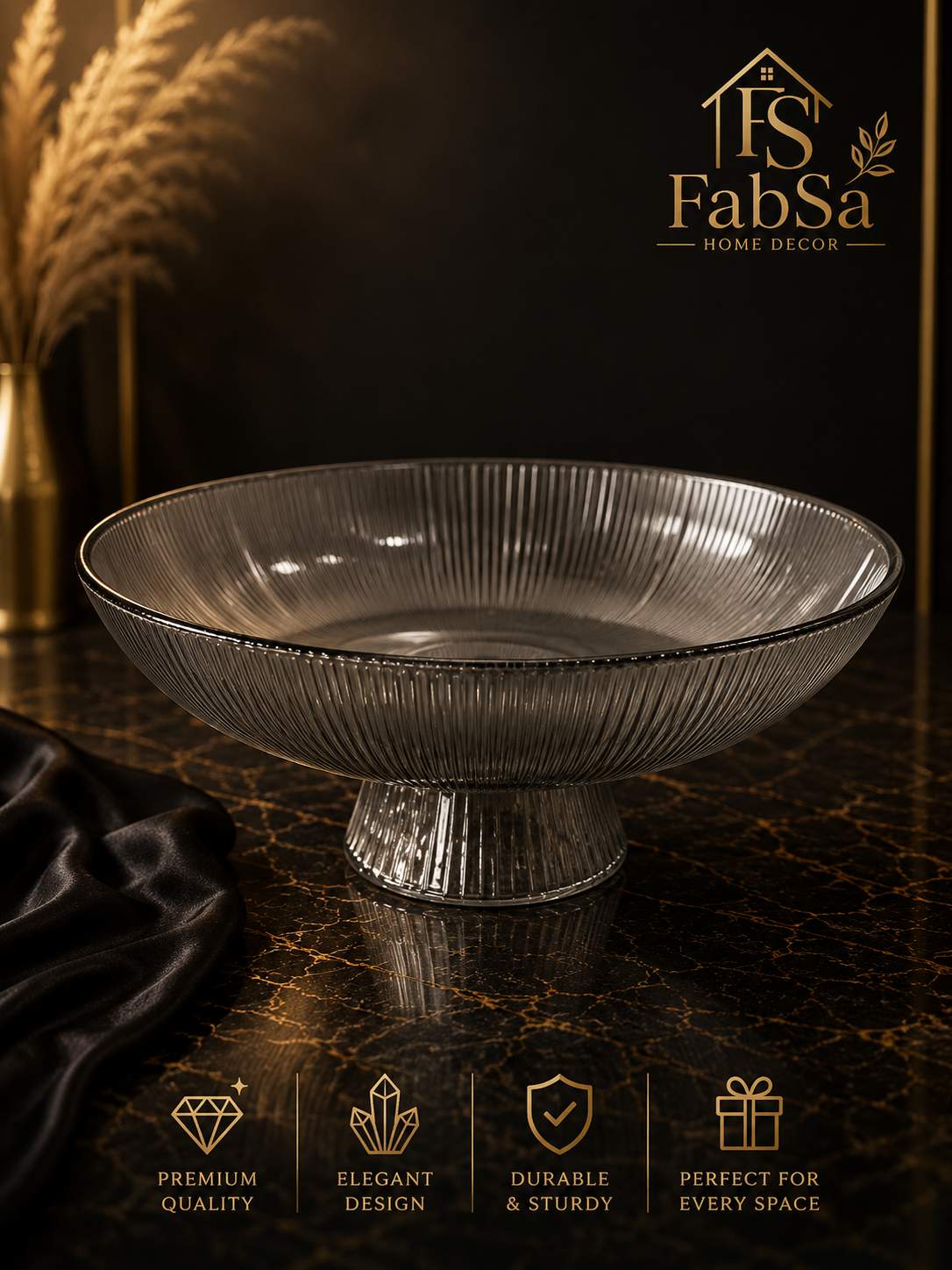 FabSa Glass Pedestal Bowl