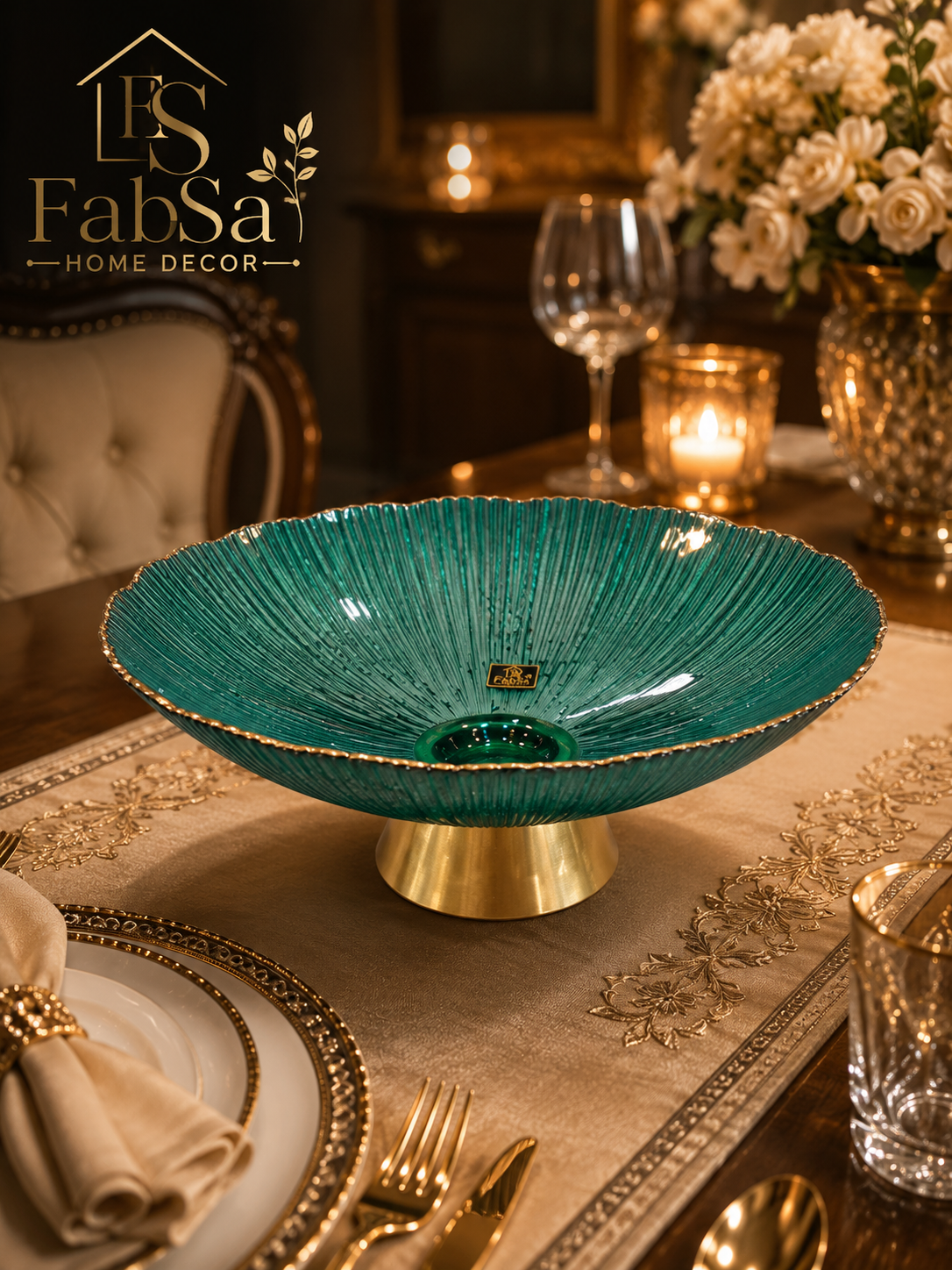 Emerald Glass Decorative Bowl