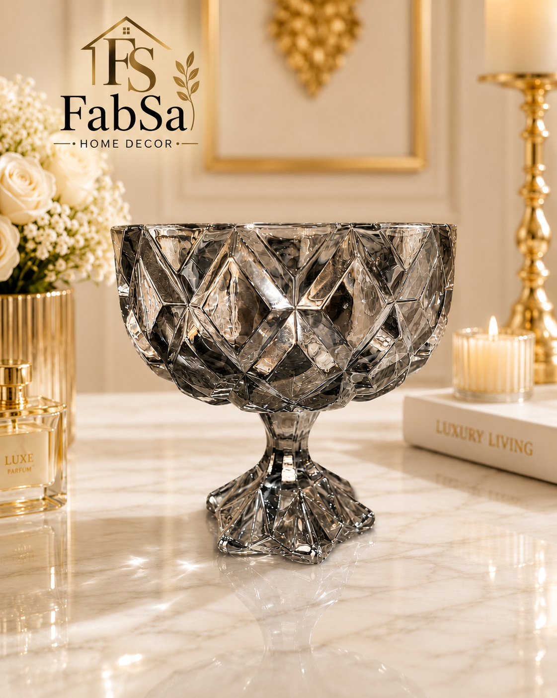 Luxury Crystal Decor Bowl (Dark Theme)