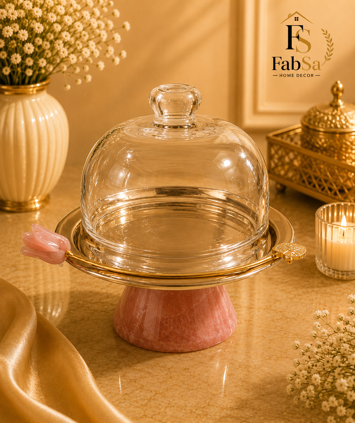 Elegant Glass Cloche Cake Stand