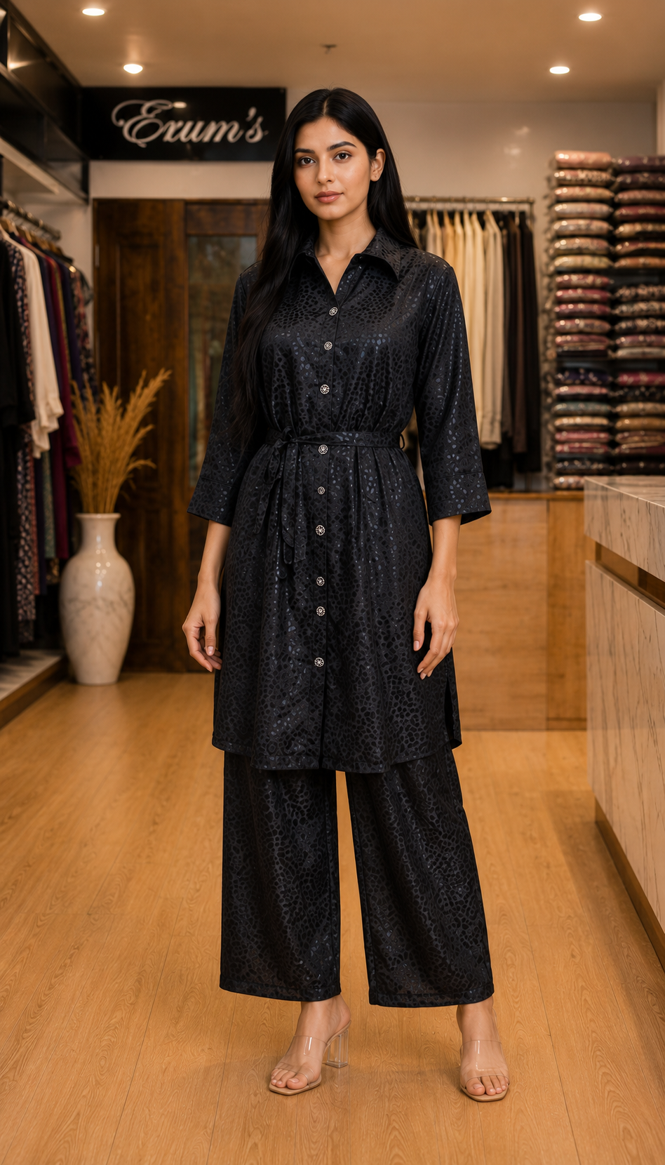 Erum's Black Button-Down Co-Ord Set