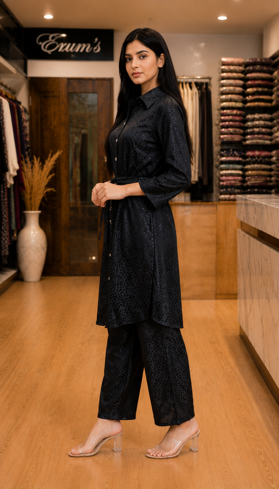 Erum's Black Button-Down Co-Ord Set