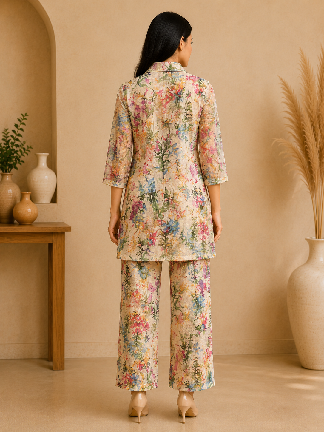 Erum's Gold Floral Print Co-ord Set